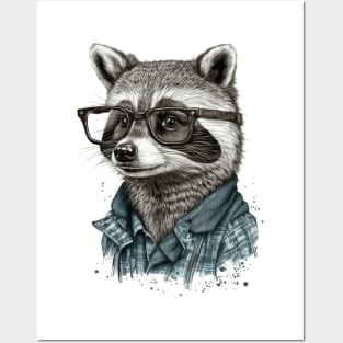 A raccoon with glasses Posters and Art